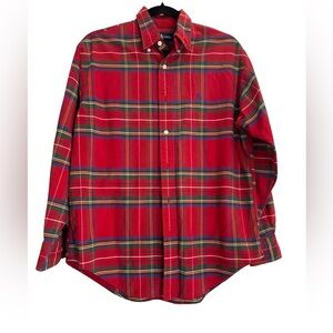 Women’s Ralph Lauren Blue Label Red Plaid Button Down Shirt Size 8